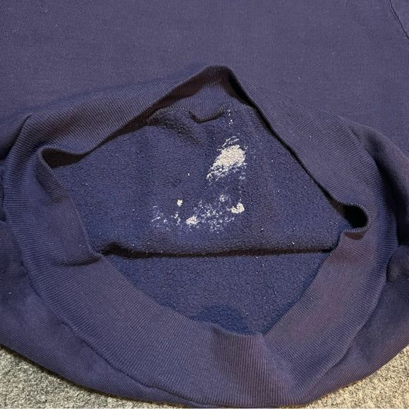 Vintage 70s Navy Blue Russell Athletic Blank Sweatshirt Distressed Paint USA - Picture 9 of 10